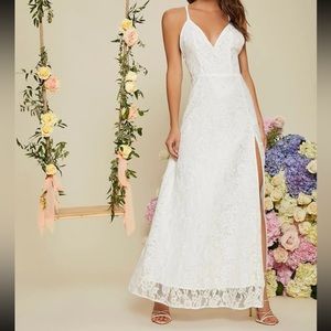 NWOT Lace Thigh Slit Dress